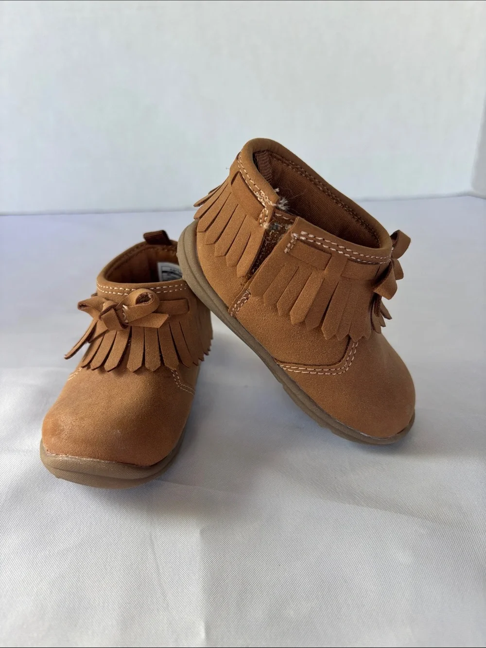 Carter's Tan Fringe Bow Moccasin Boots for Kids